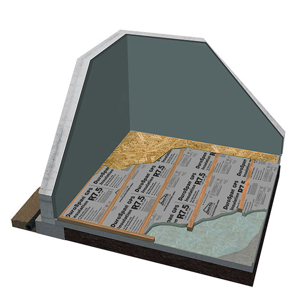 Insulating Above a Basement Slab with DuroSpan GPS R7.5 Insulation