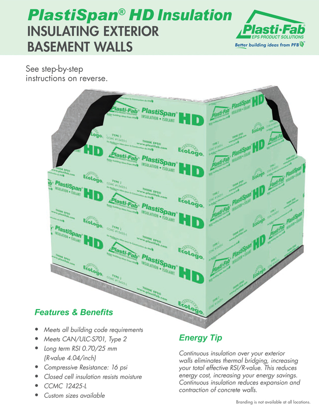 Application Guide - Exterior Basement Walls with PlastiSpan HD